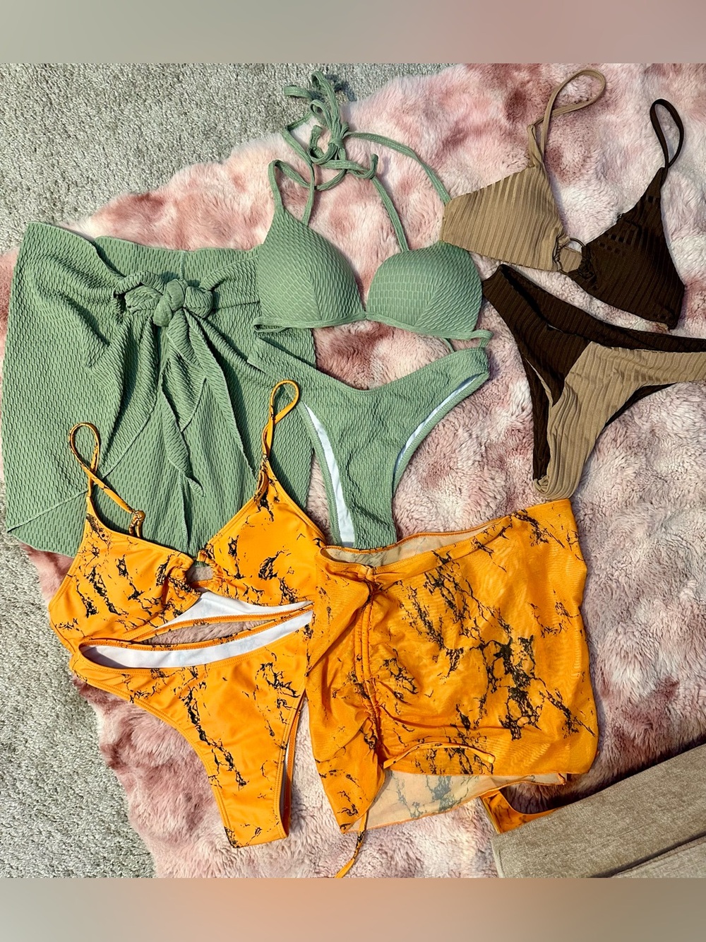 SHEIN Women’s Swimsuit Bundle 3 Sets Bikini And 2 Coverup Size Small